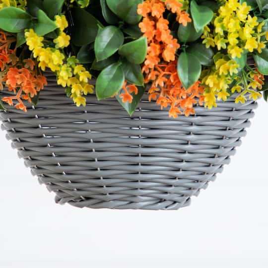 22" UV Resistant Autumn Artificial Fall Gardenia Hanging Basket